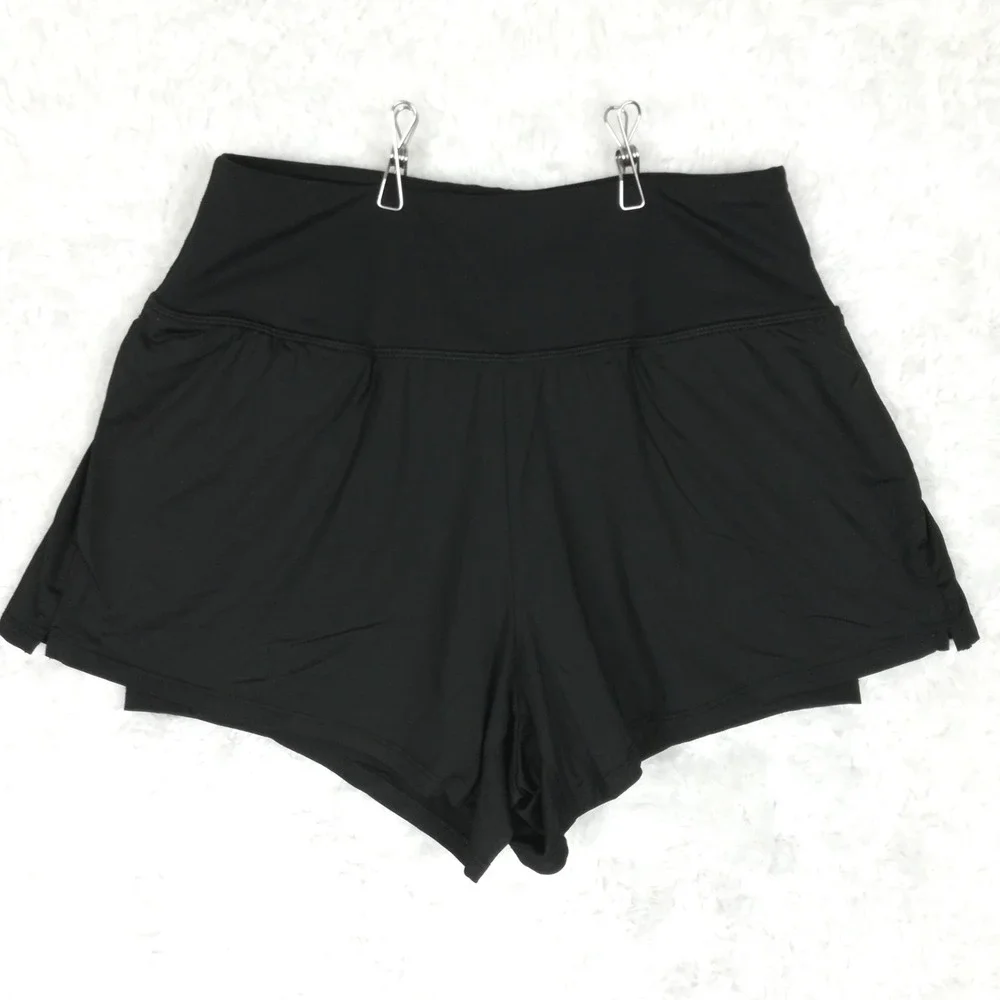 Spyder Womens Shorts Active Black Running Yoga 2-in-1 Dual Layered Comfort M